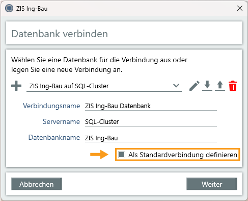 Als Standardverbindung festlegen